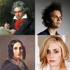 Clockwise from top right: Tyondai Braxton, Sarah Kirkland Snider, Fanny Mendelssohn and Ludwig van Beethoven